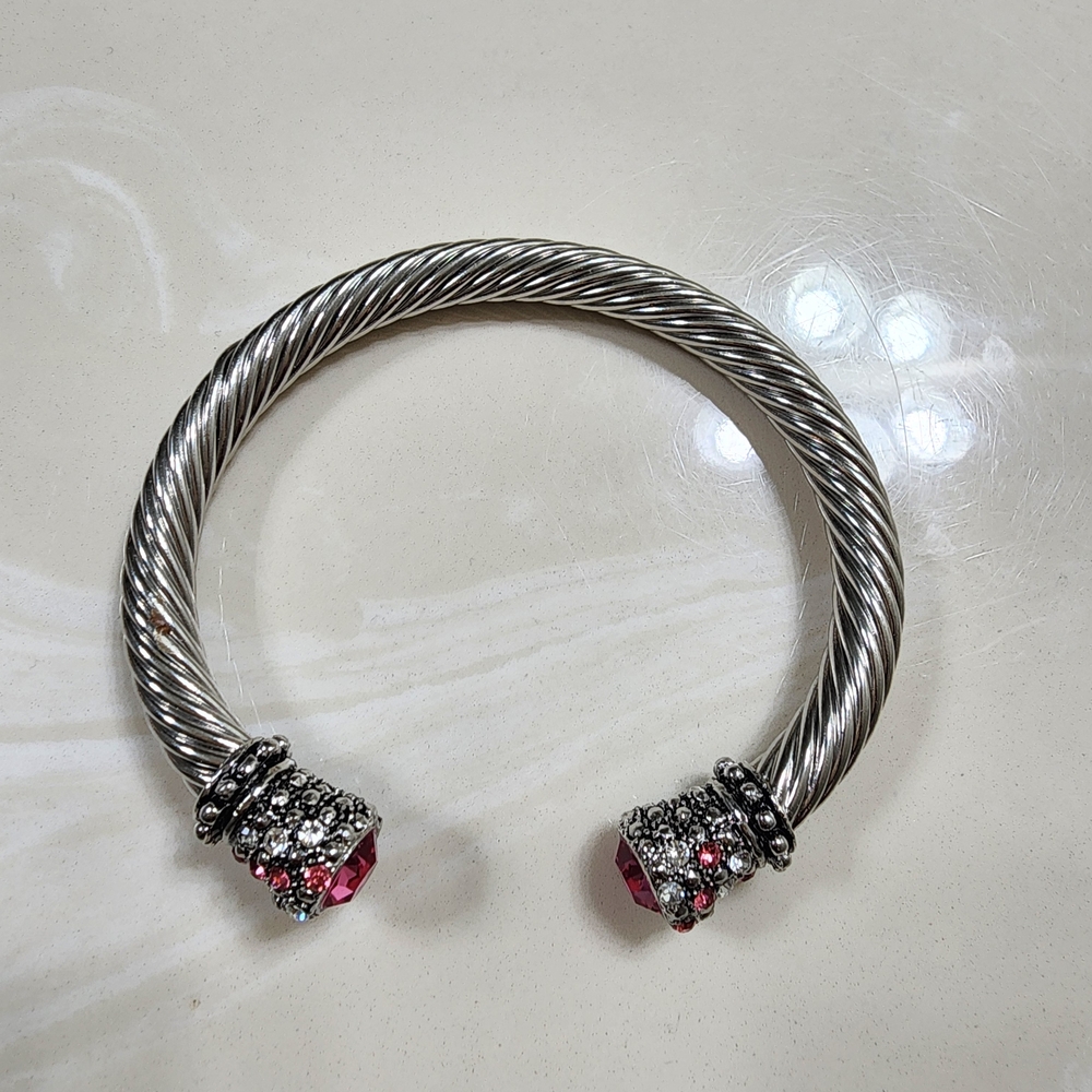 Elegant Silver and Pink Women's Bracelet